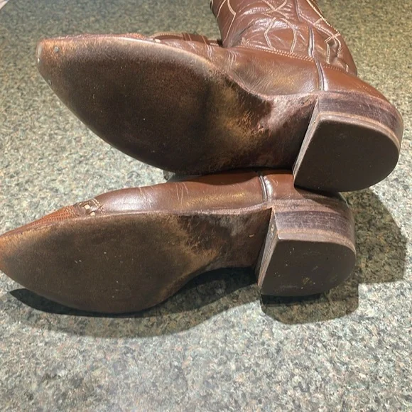 Nocona Boots Justin Western cowgirl leather brown pull on Boot size 6 1/2 - Picture 9 of 13